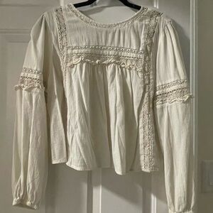 American Eagle Outfitters Cream Lace Blouse